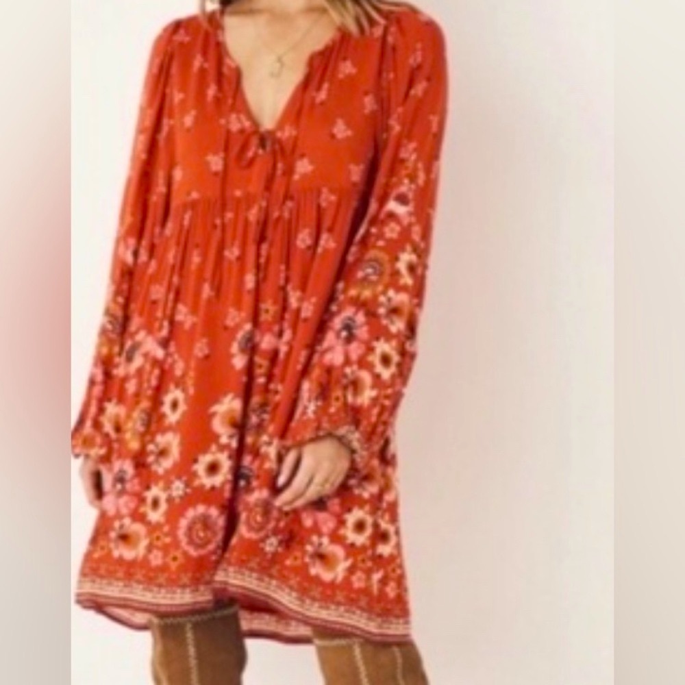 Spell Vintage Joni Tunic Dress -campfire  S Floral Tunic Dress